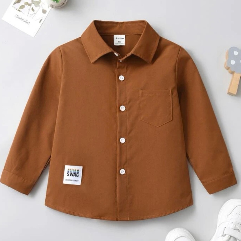 Toddler Boys Letter Patched Detail Pocket Front Shirt